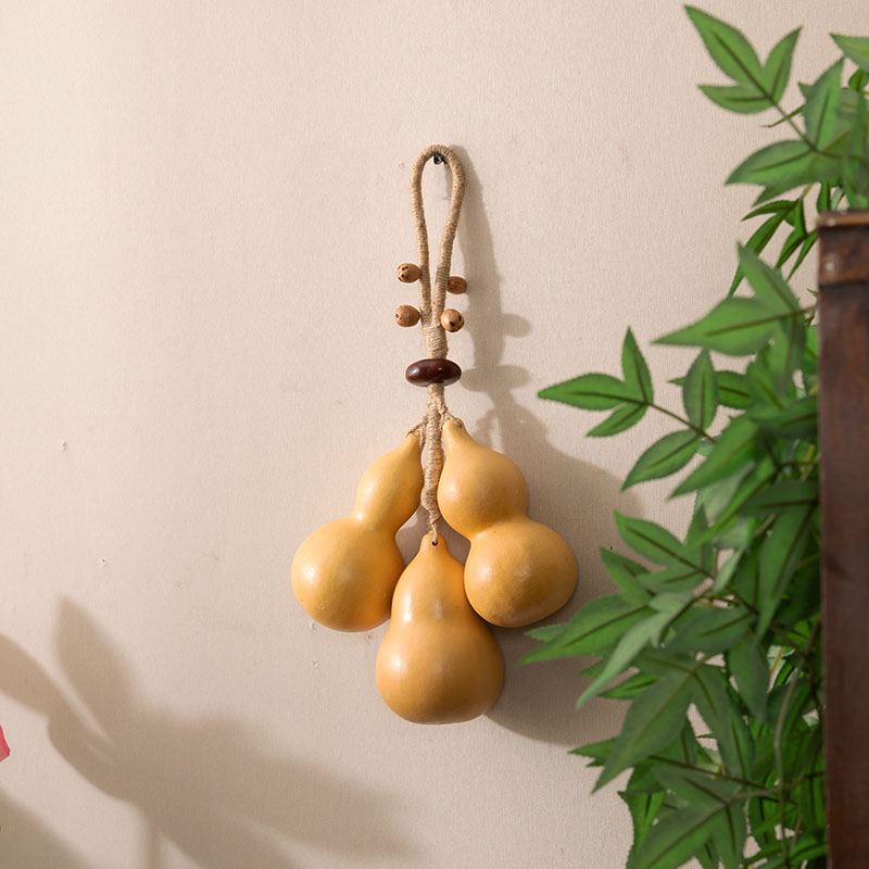 三阳开泰3颗手工葫芦麻绳创意挂件客厅阳台玄关墙壁挂件