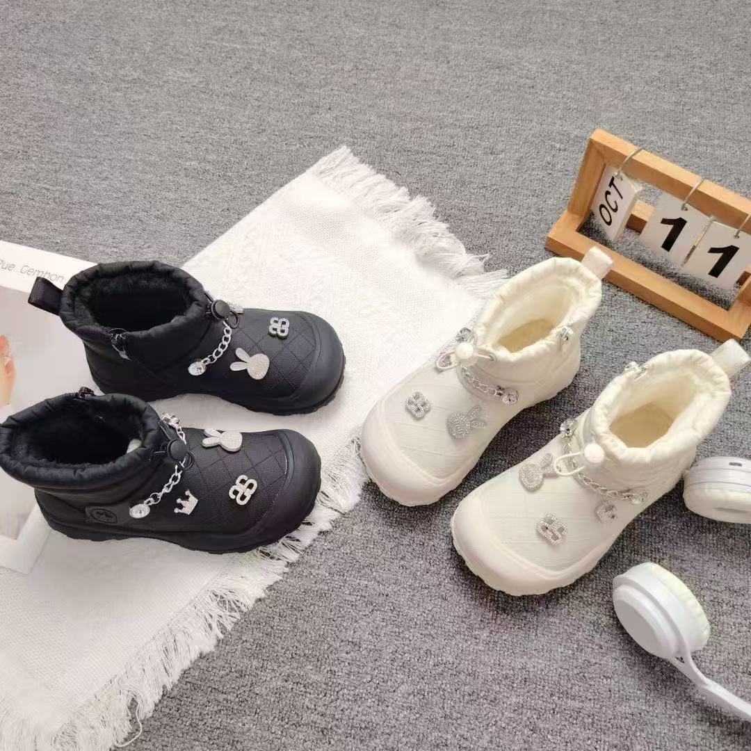 冬季女男极简风雪地靴棉靴套筒百搭小童加厚平跟宝宝