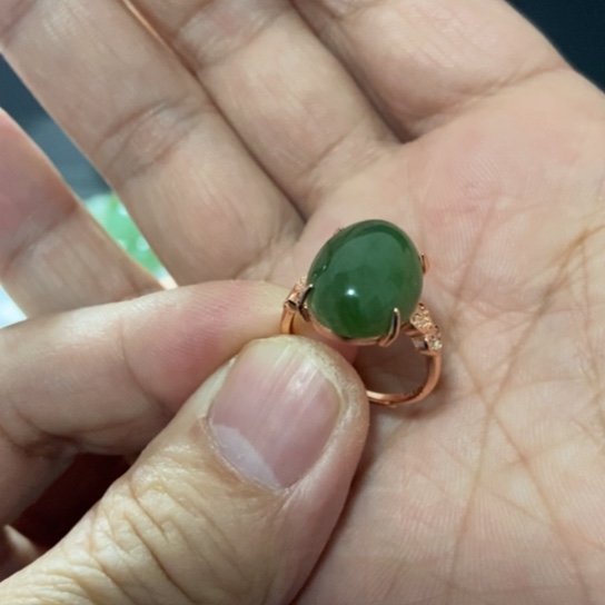 和田玉（碧玉）银S925镶嵌戒指