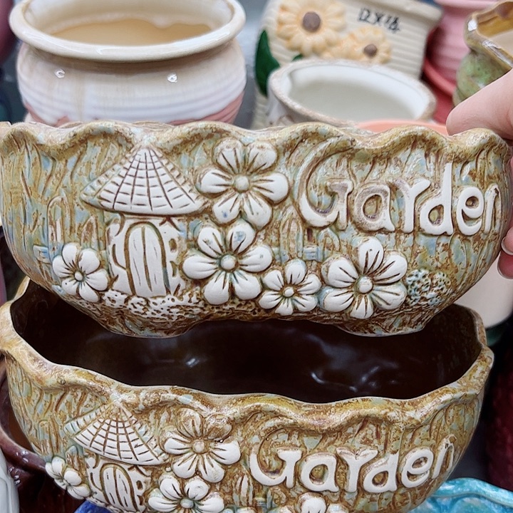 多肉绿植陶瓷花盆9.9包邮，有孔