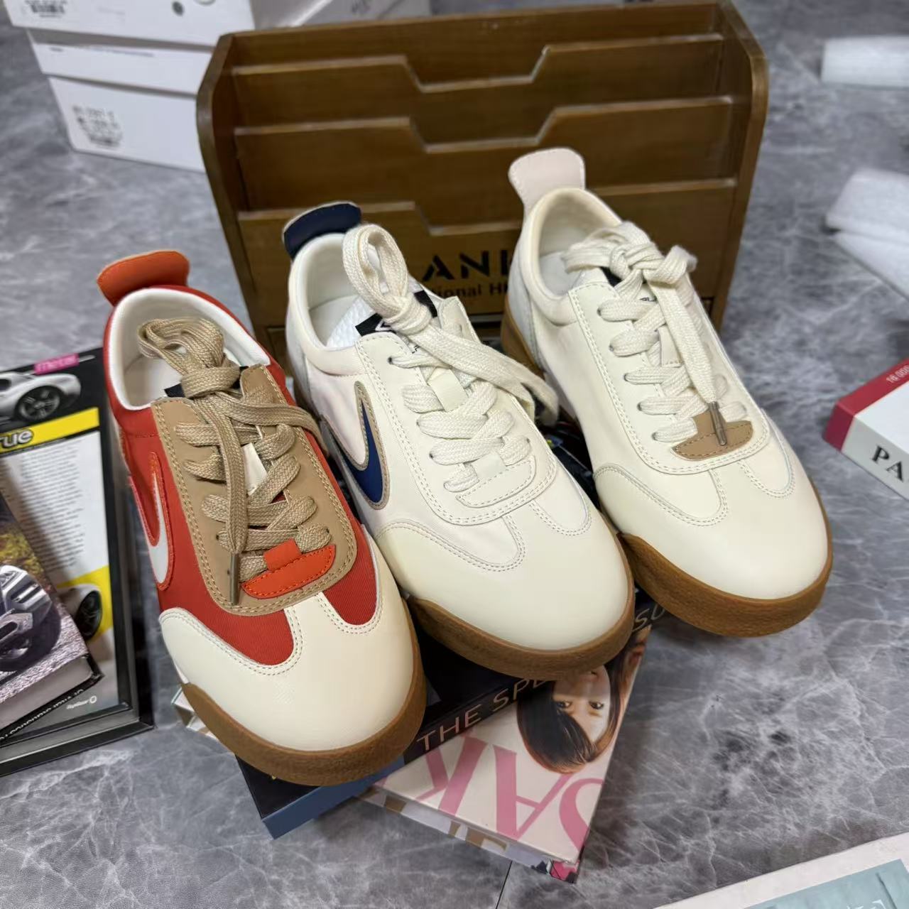 2025年春季真皮阿甘鞋女透气百搭德训老爹鞋小白休闲运动板鞋2357