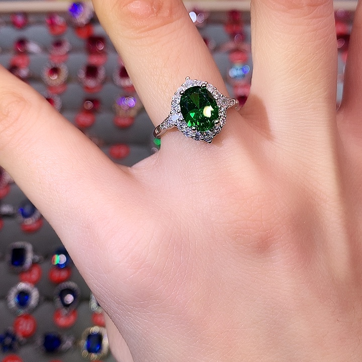 透辉石戒指银S925镶嵌