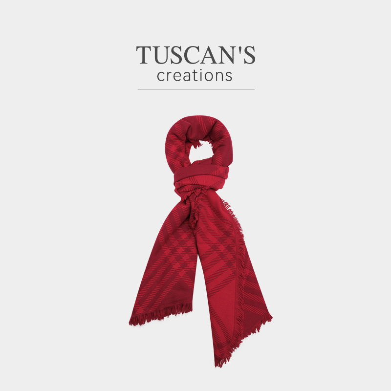 TUSCAN'S CREATIONS经典条纹新年红时尚百搭围巾披肩时代双鱼