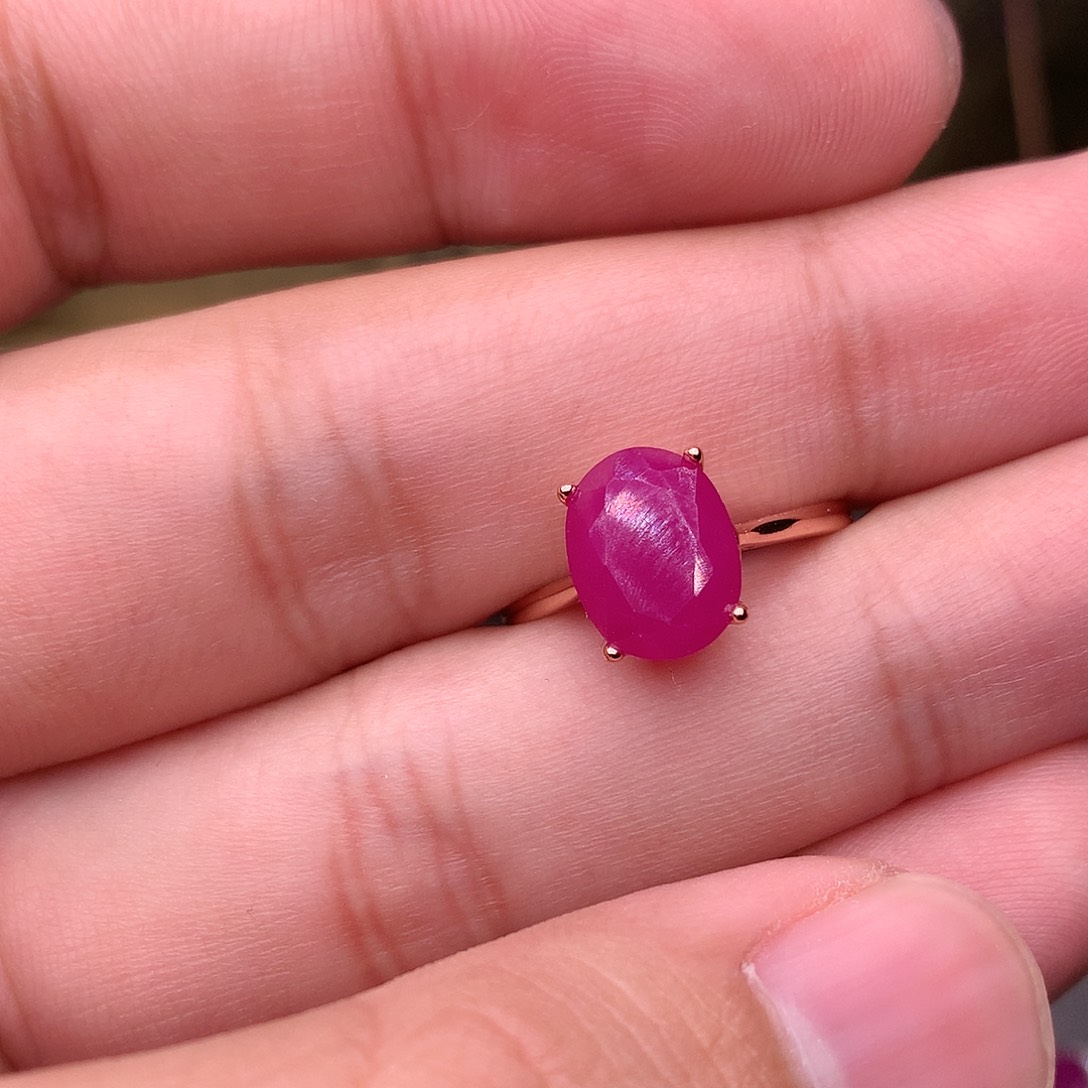 红宝石戒指银S925镶嵌