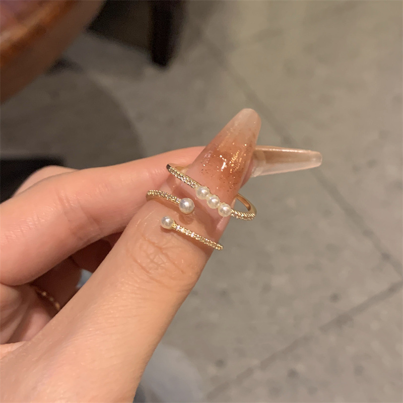 黄铜塑料戒指 匠心珍珠戒指女时尚个性ins小众设计轻奢简约精致两