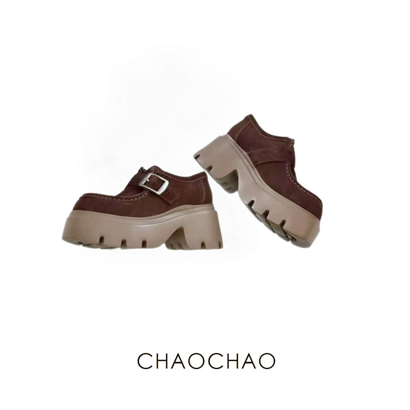 CHAOCHAO | 时尚圆头乐福鞋厚底休闲松糕底百搭复古时髦通勤