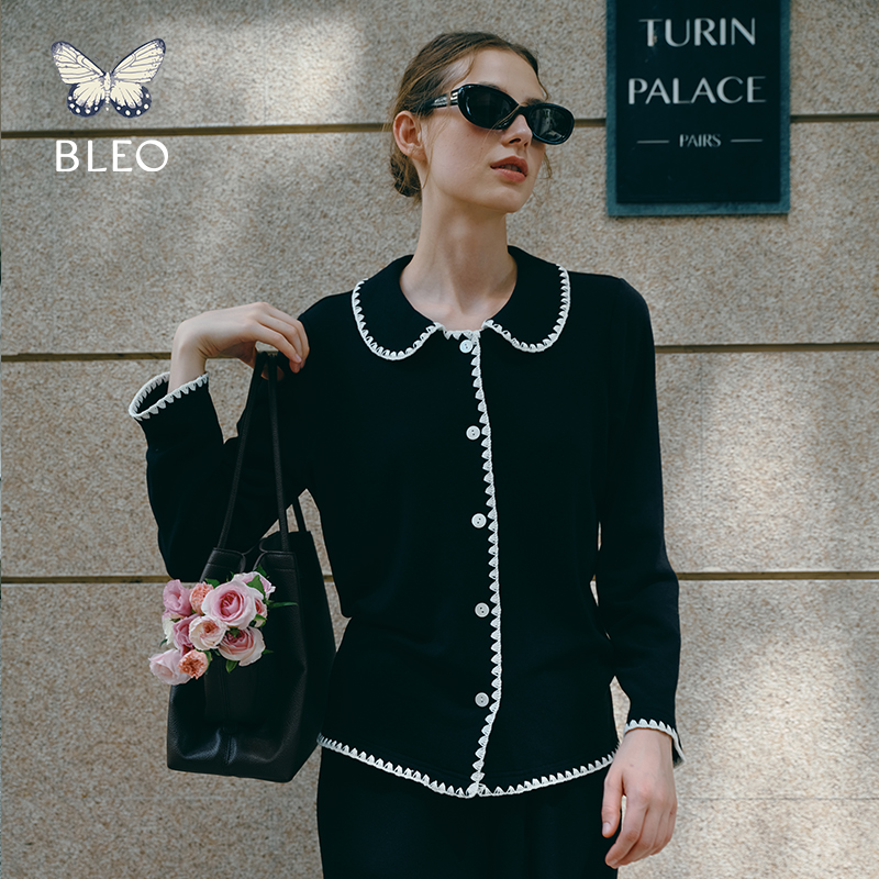 BLEO2025秋冬新品德绒娃娃领贝壳绣边加厚保暖睡衣可外穿家居服