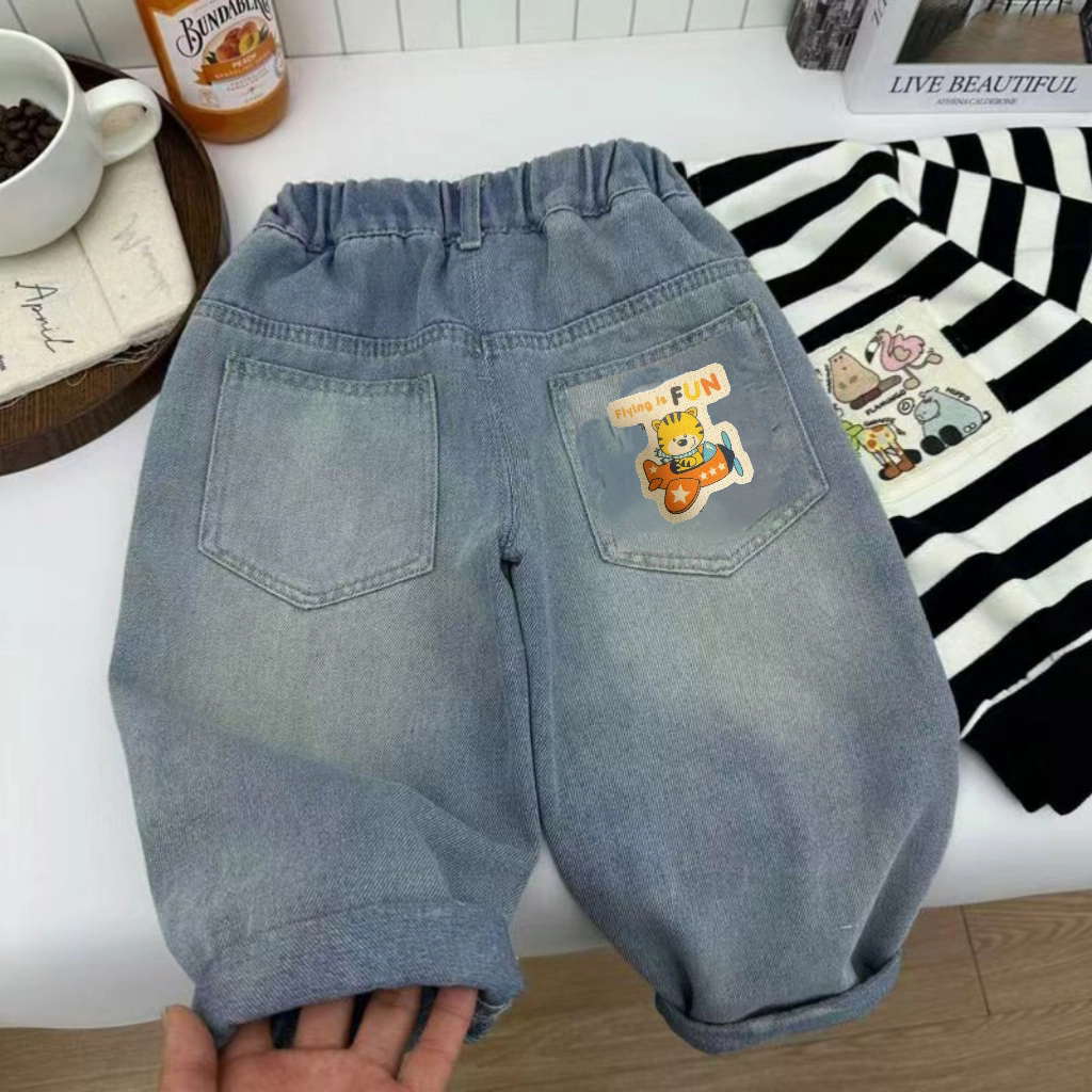 童装男童牛仔裤秋冬季中小童宽松长裤儿童男孩宝宝帅气休闲裤潮流