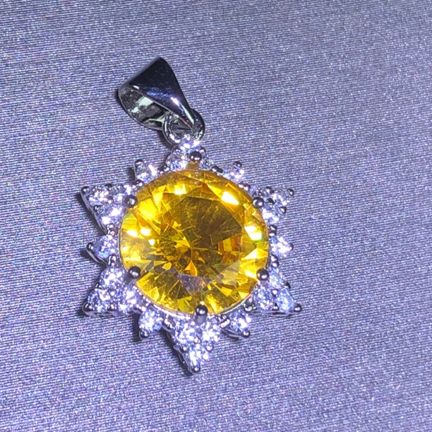 2146黄色吊坠银色托美丽漂亮培育精致时尚豪华