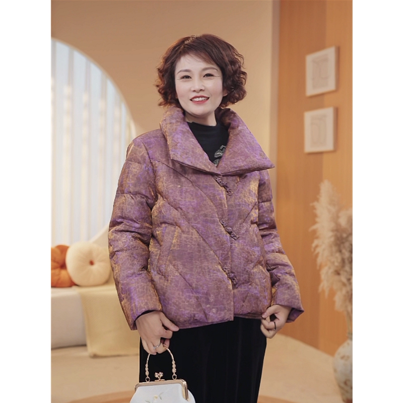 【90白鸭绒】妈妈冬装国风羽绒服中老年女立领加厚保暖羽绒外套8463