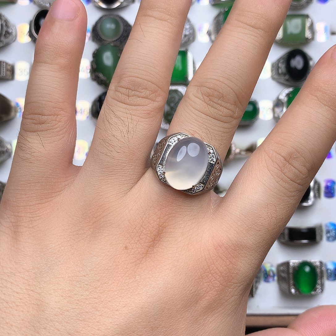 银S925镶嵌戒指玛瑙/玉髓
