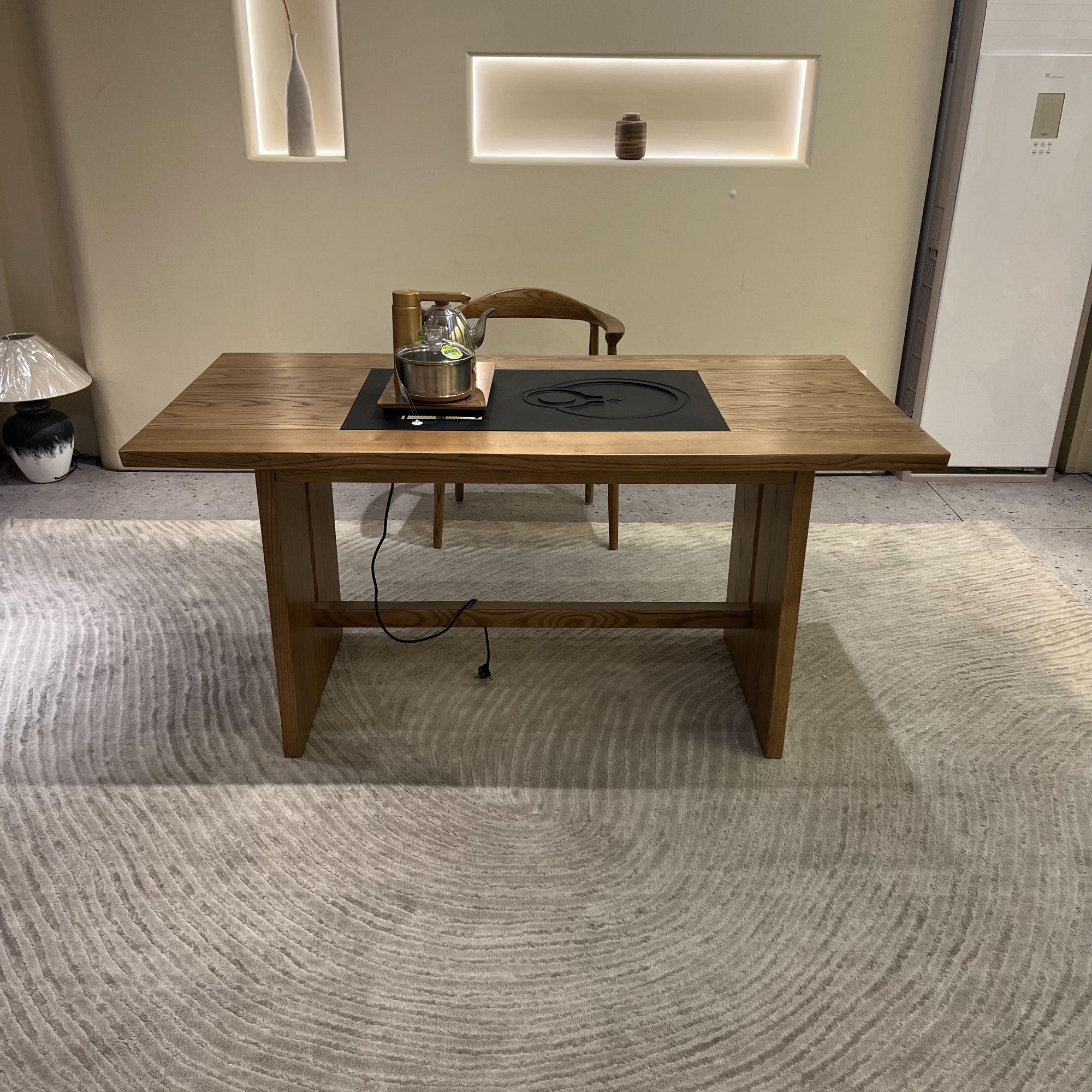 侘寂风茶几客厅中古风胡桃木实木茶几复古实木质家用茶几民宿茶桌