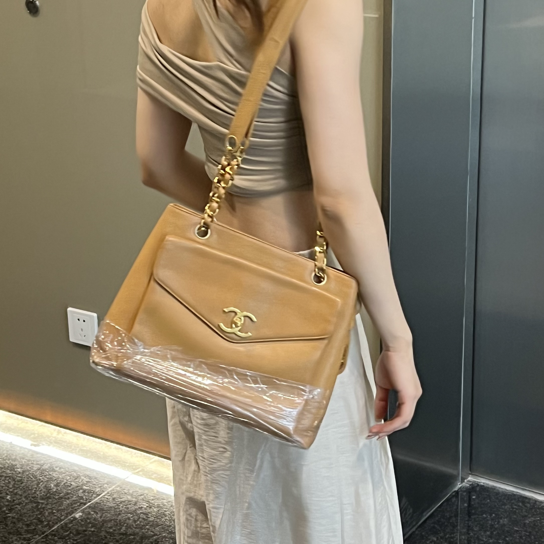 95新 Chanel/香奈儿 鱼子酱大双C扣 奶粉包单肩包/11522429