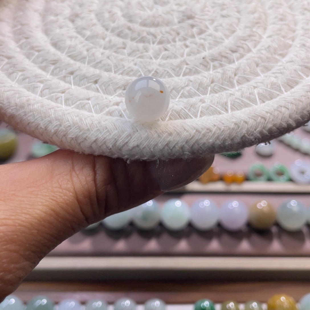 翡翠散珠洒金白冰圆珠9.3mm