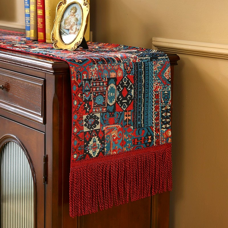 新款复古桌旗轻奢高端高级茶几高档斗柜电视柜盖布餐桌装饰长条