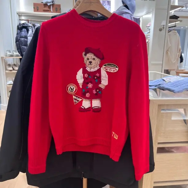 TeenieWeenie小熊套头毛衣红色女26年春季新款TTKW2611C1B