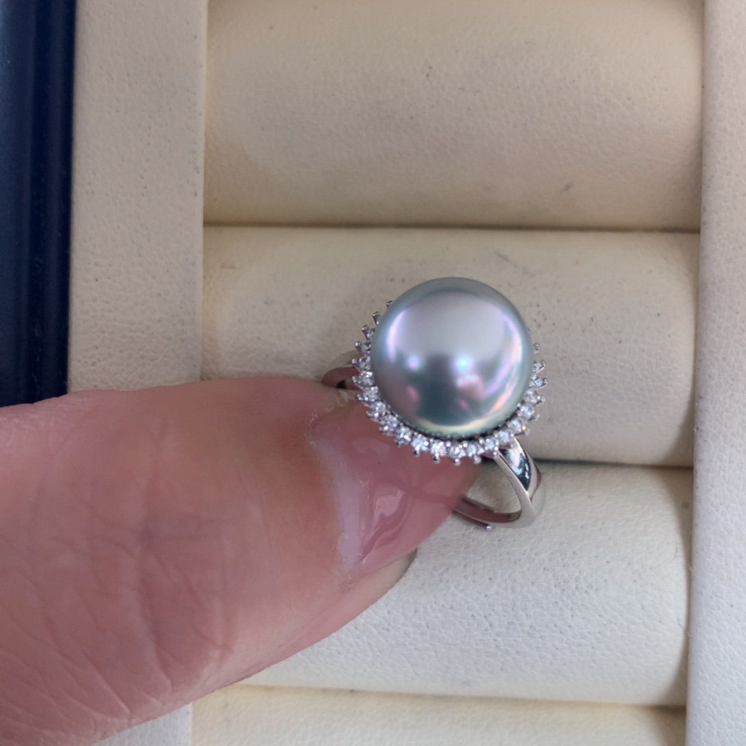 海水珍珠戒指银S925镶嵌