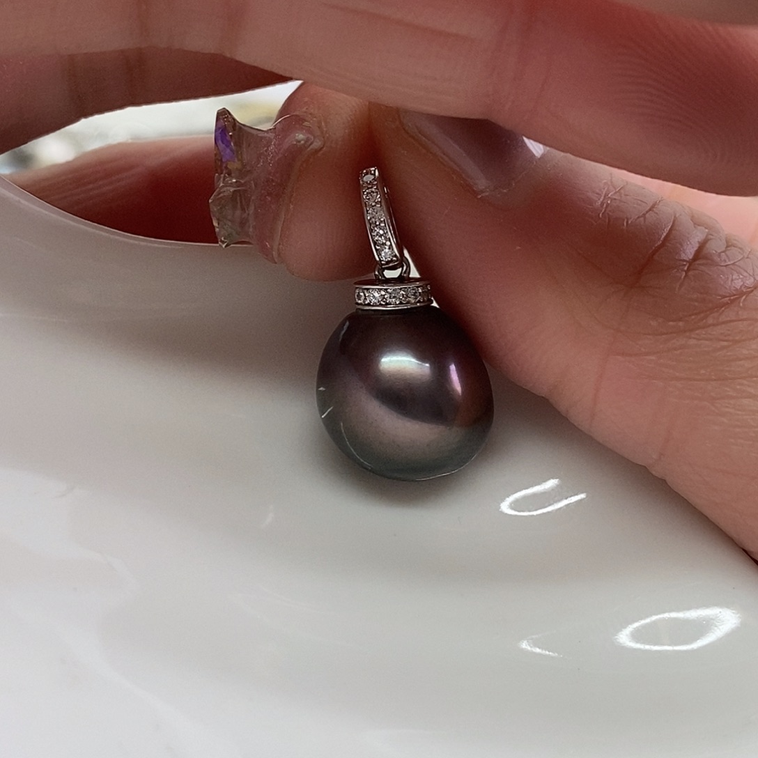 银S925镶嵌海水珍珠吊坠(不含链)