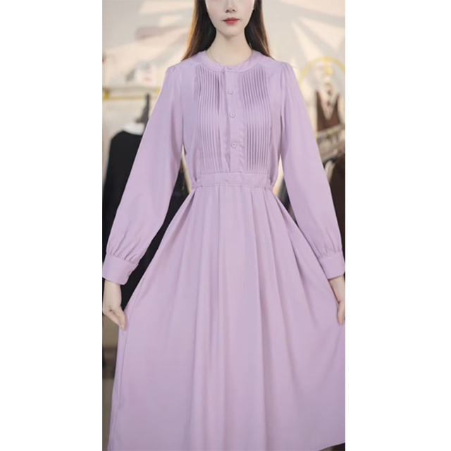 M752收腰时尚气质中长款大码法式连衣裙遮字气质显瘦连衣裙