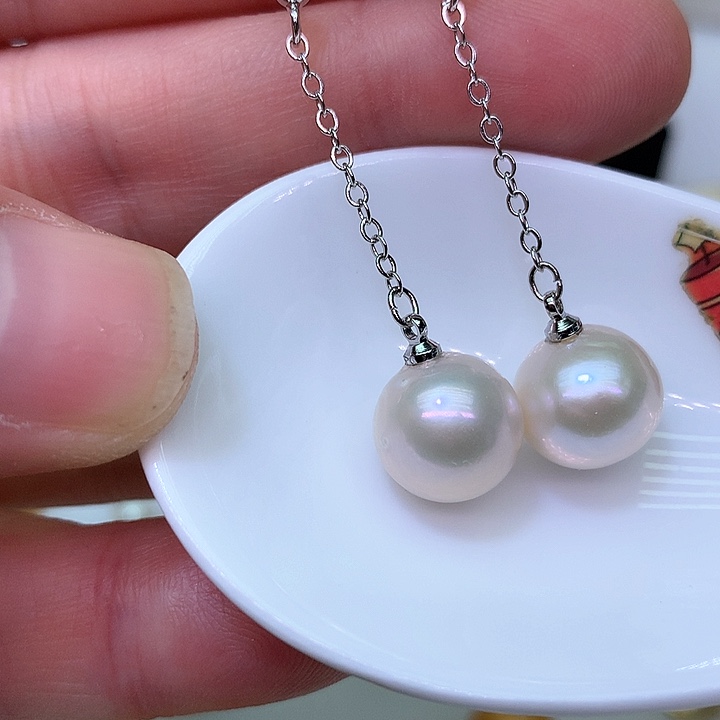 银S925镶嵌耳饰淡水珍珠