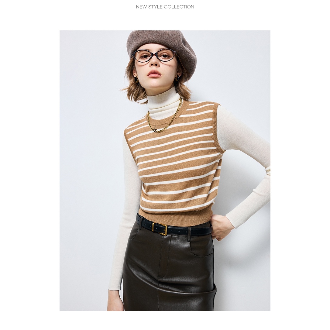 【CC专属】法曼萱羊毛背心女2025冬新款法式气质学院风上衣