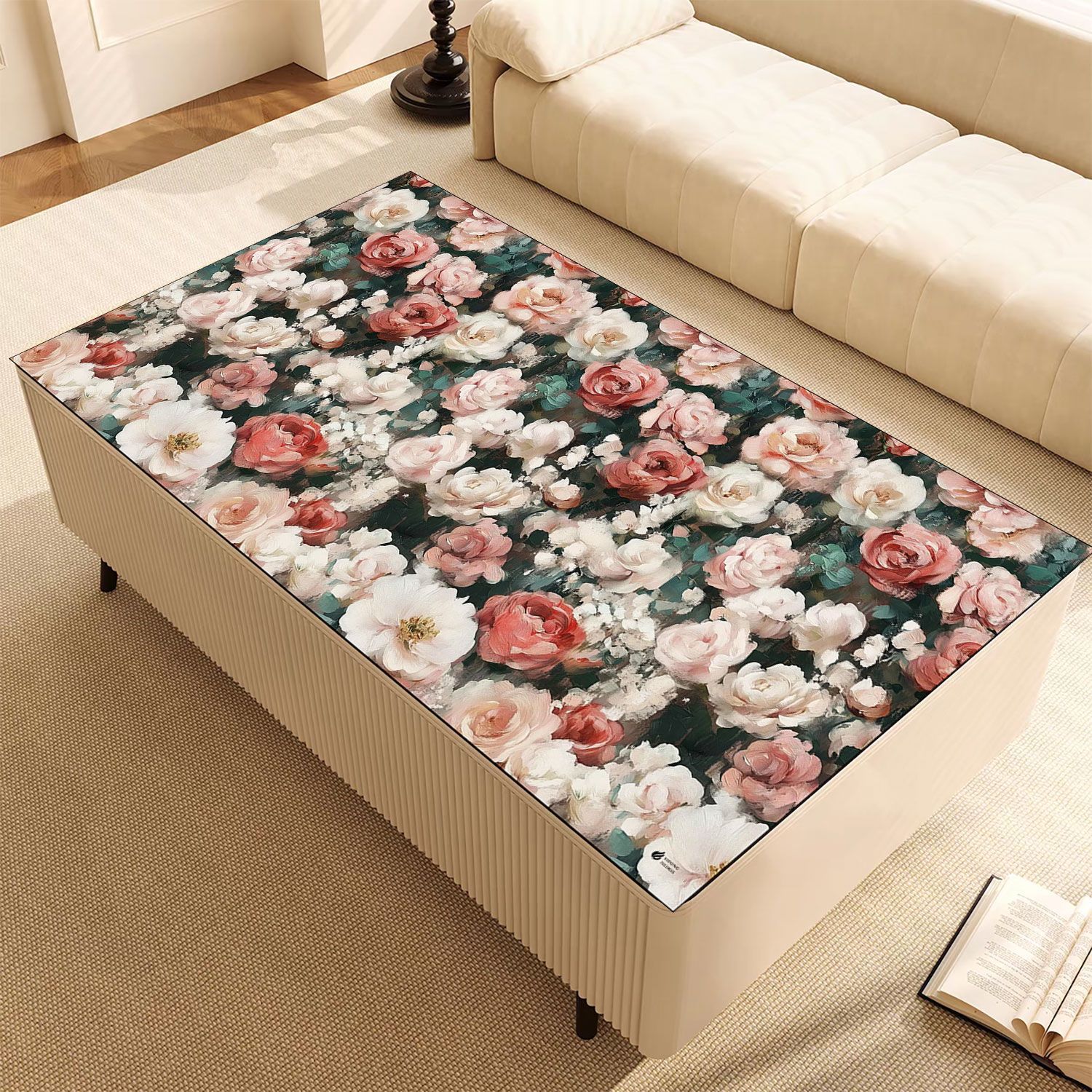 美式茶几桌垫防水防油免洗餐桌复古油画风防烫耐高温长方形茶几布