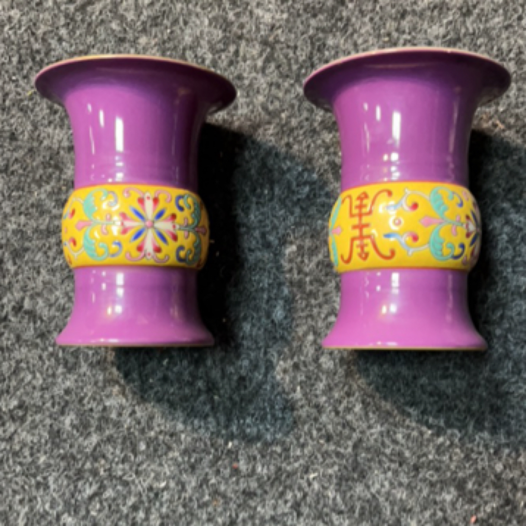 茄皮紫花箍手工手绘