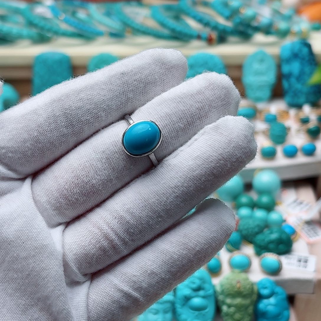 绿松石银S925镶嵌戒指