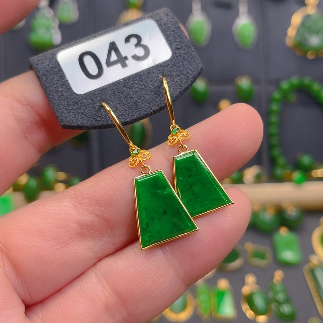 翡翠耳饰18K金镶嵌1980043
