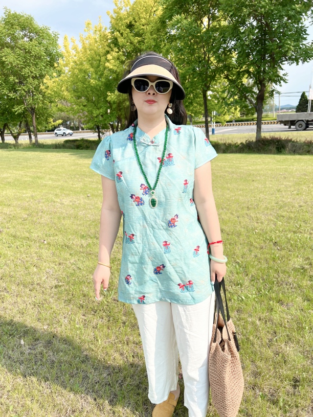 （宁家）新中式天丝麻料大码女装大衫