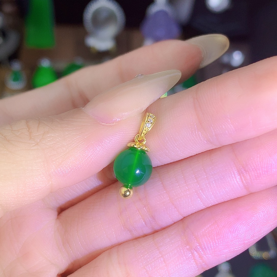 银S925镀金镶嵌颈饰玛瑙/玉髓H