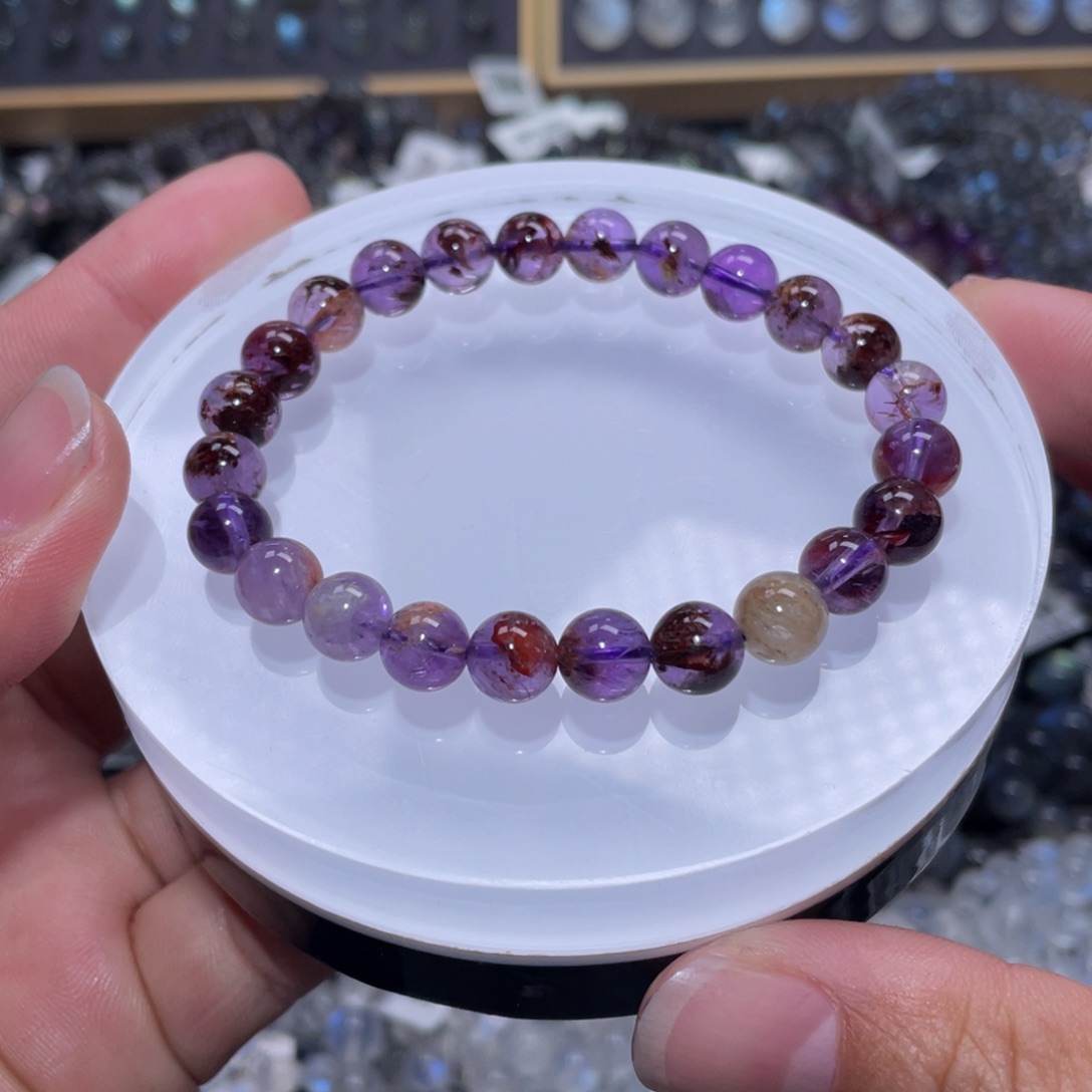 水晶手链未镶嵌紫幽灵水晶8m