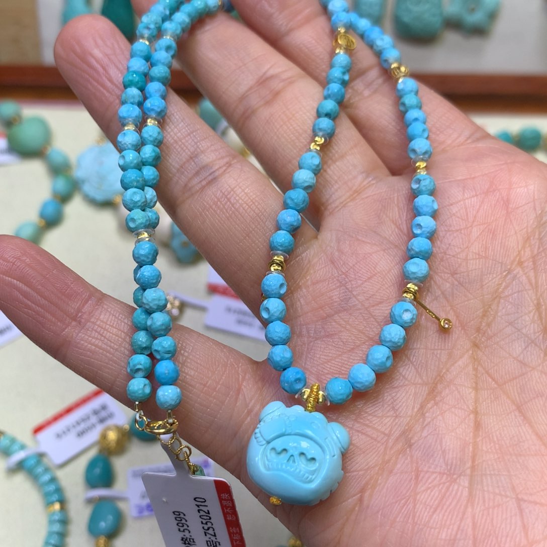 绿松石项链18K金镶嵌