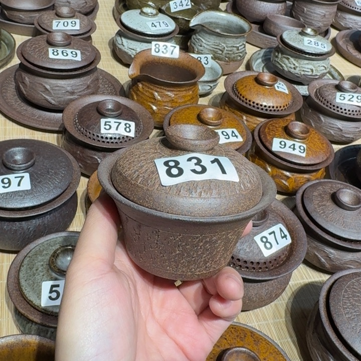 杯向*笑粗瓷茶具素胎无釉