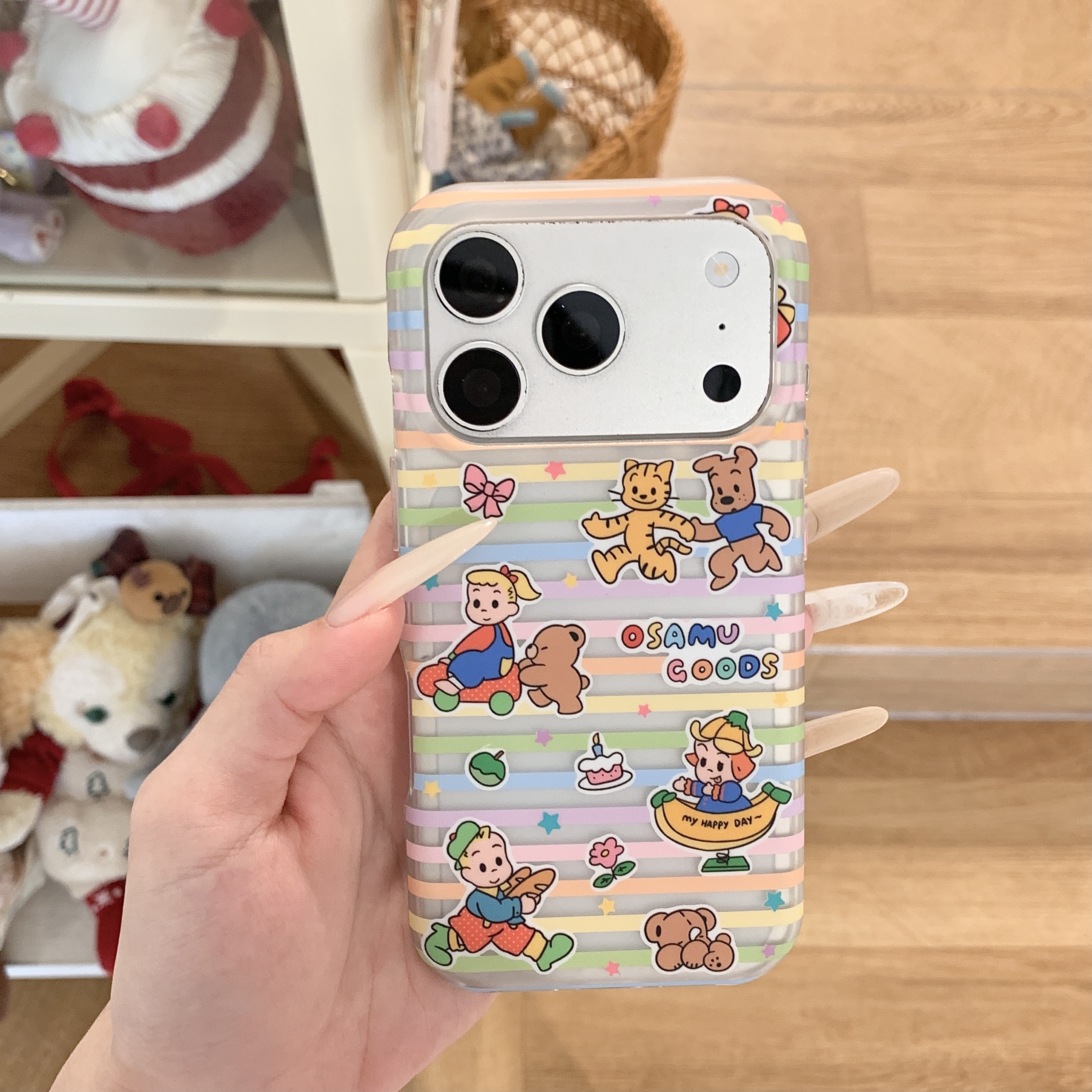 卡通韩风条纹原田治适用iPhone17ProMax苹果15手机壳新款全包1