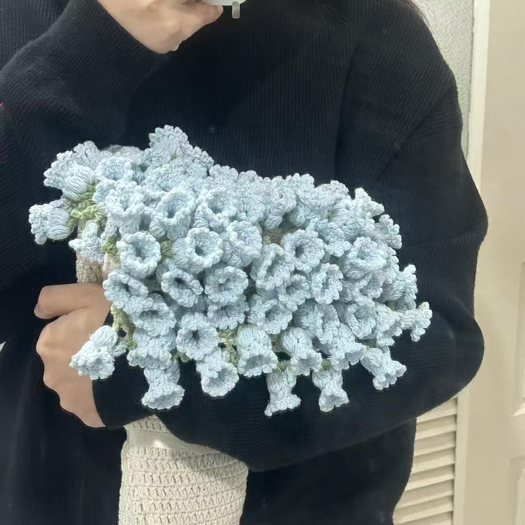 手工编织毛线diy玫瑰花铃兰毯子茉莉花花束抱钩针创意礼物材料包