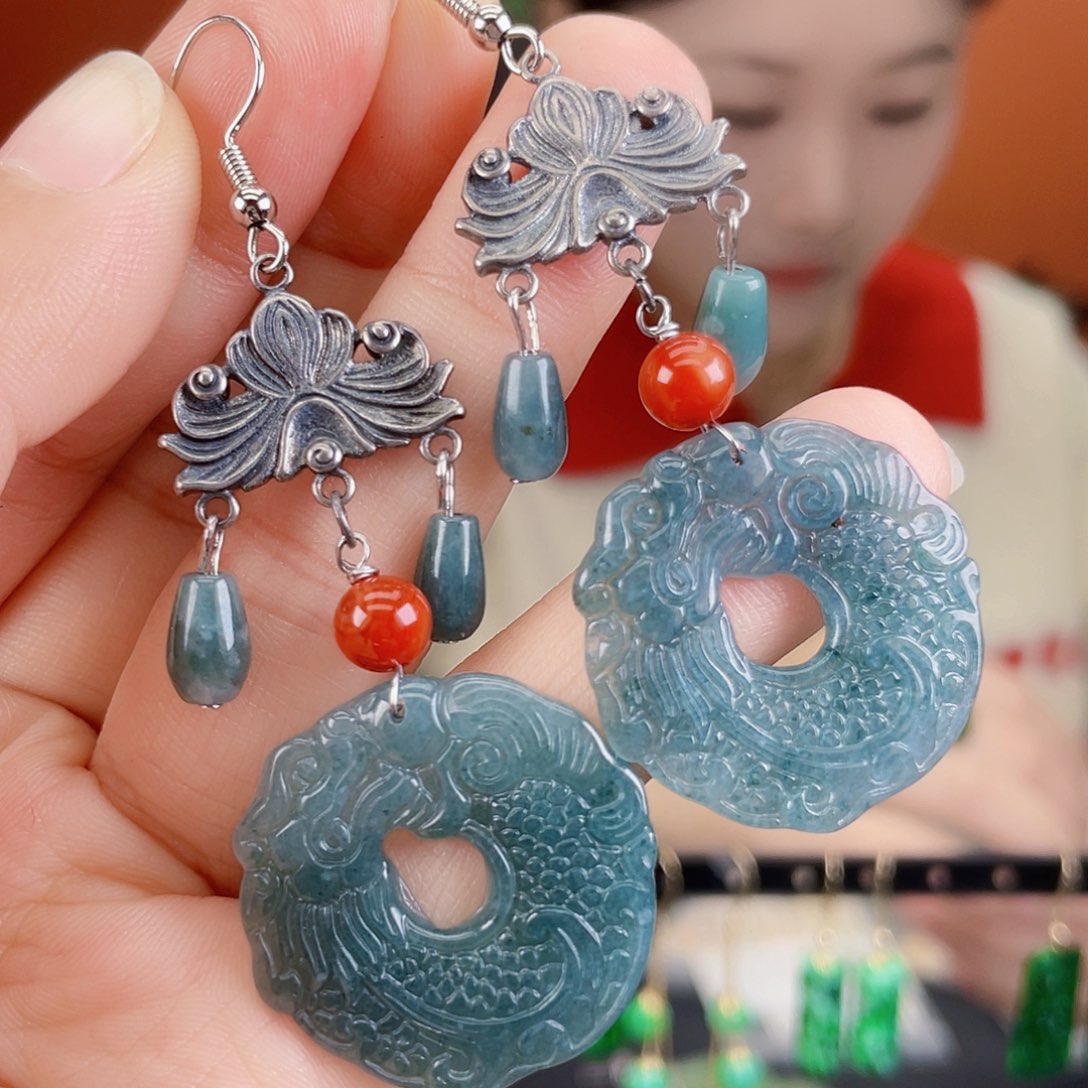 翡翠未镶嵌耳饰饰品