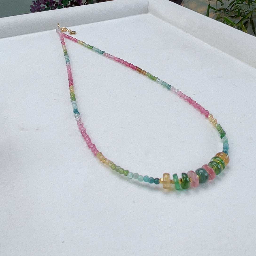 碧玺颈饰银S925镶嵌碧玺