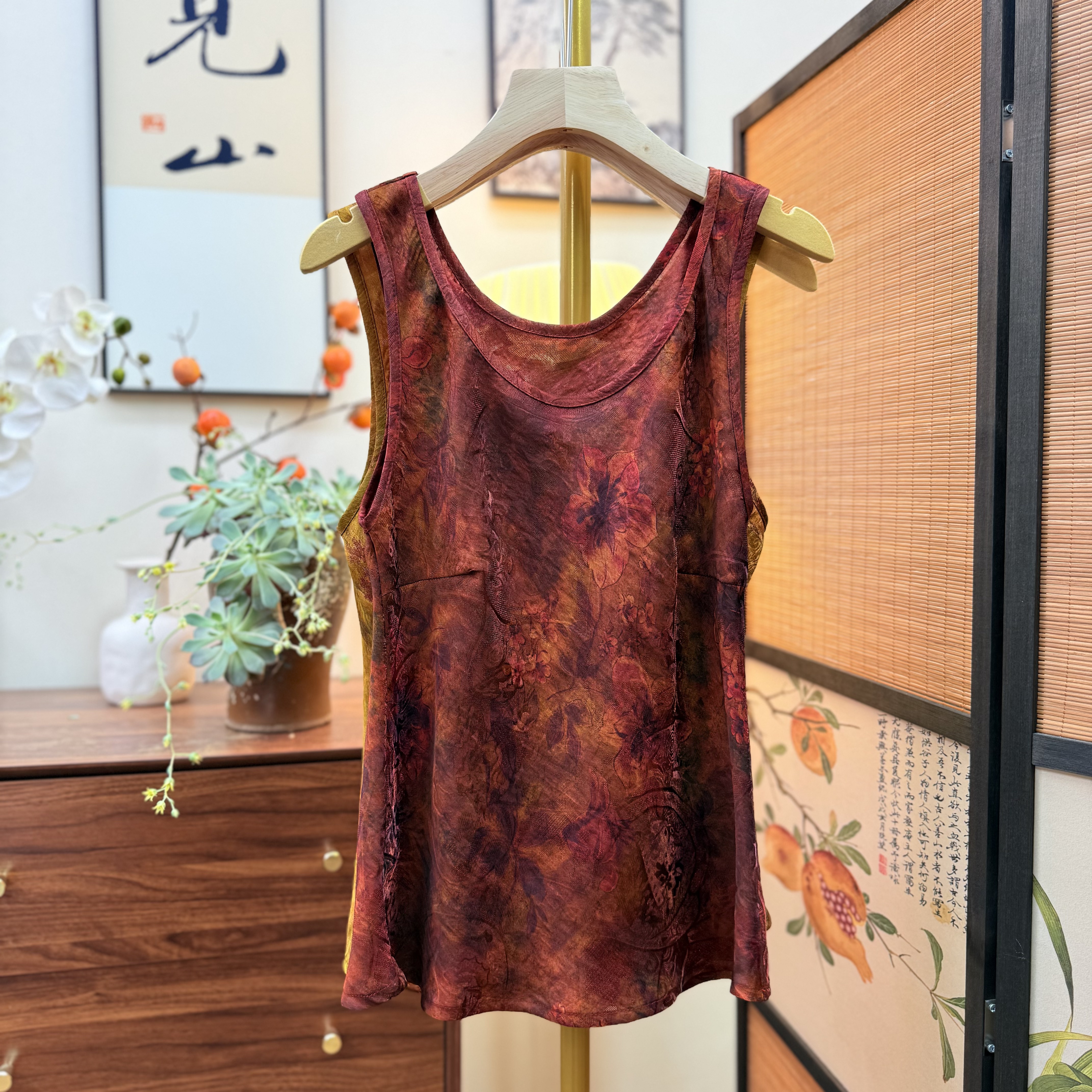 [暗香]背心美拉德风宽松型慵懒风潮流风老钱风