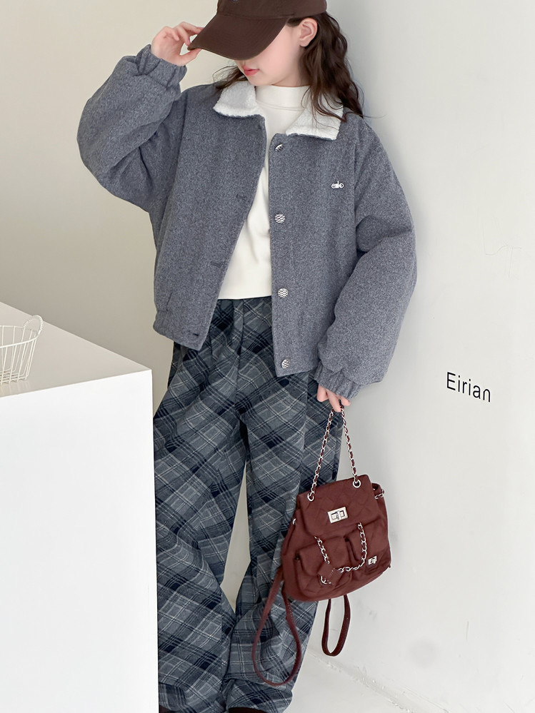 5444（现货）厚款韩版短款翻领常规款呢子夹棉外套百搭春秋时尚冬季