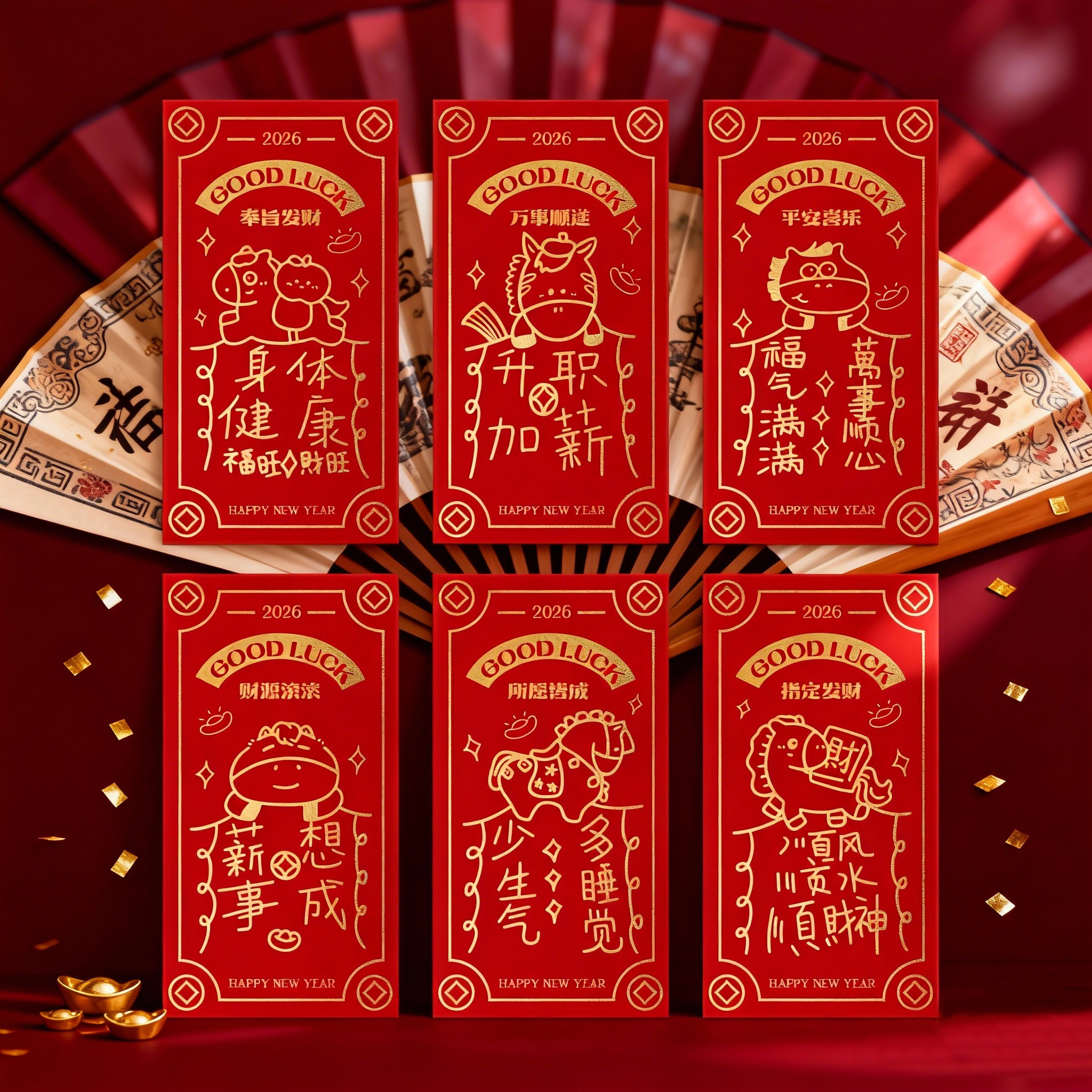 【９.９/30个】新年红包个性创意烫金春节红包袋高档加厚利是封