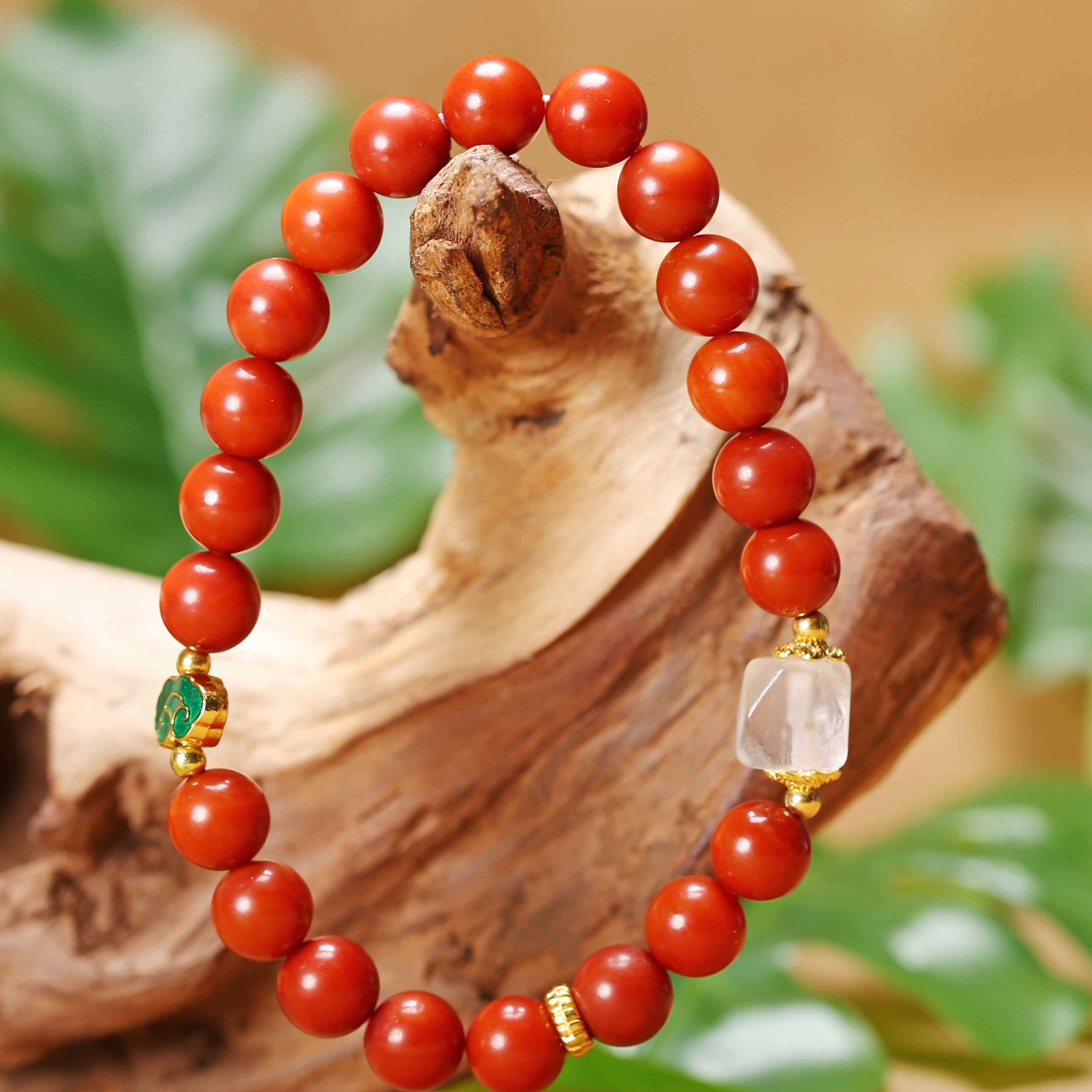 【济文阁】JZYM25021425清代 圆珠南红玛瑙勒子手串