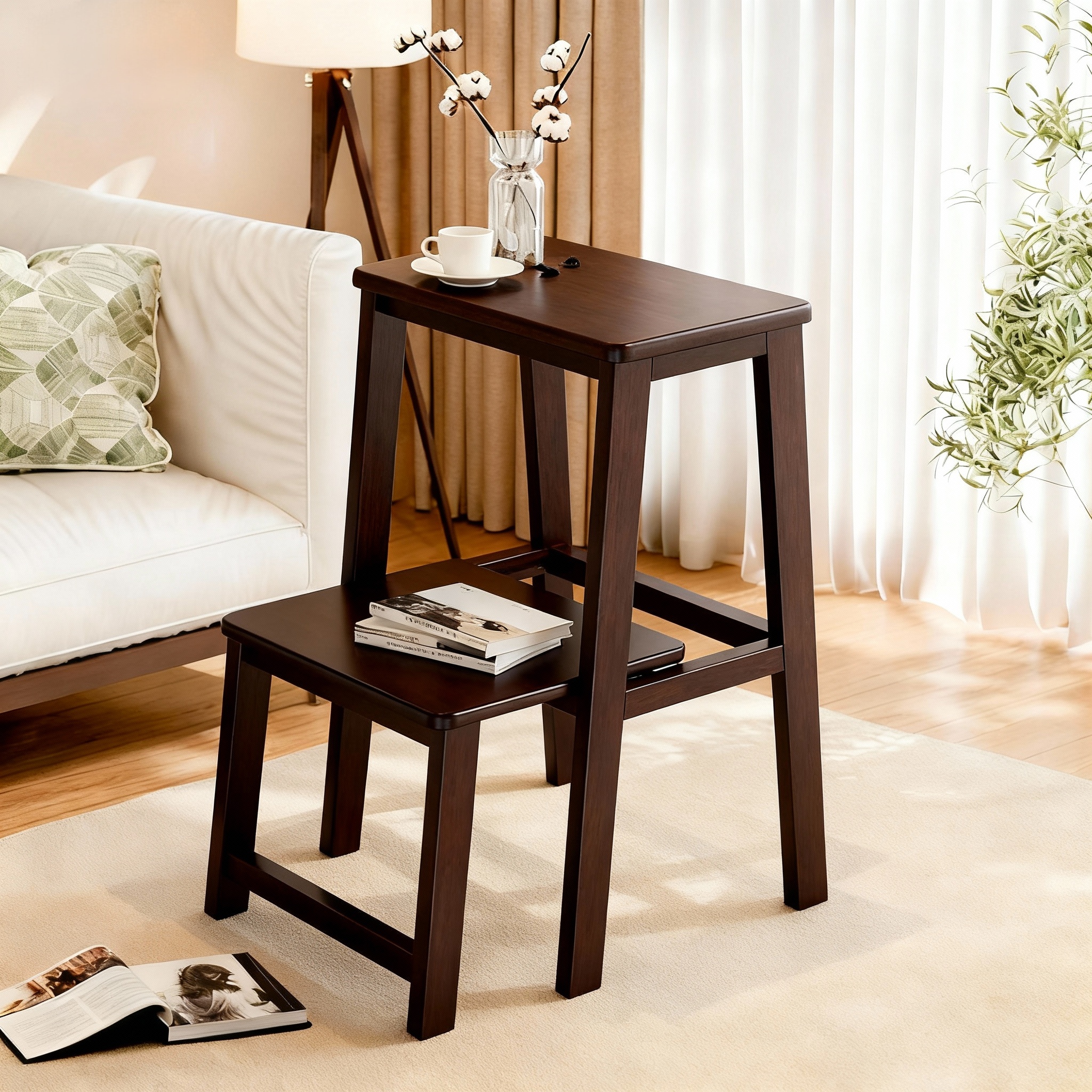 家用梯凳多功能梯子凳加厚两用楠竹小梯子置物架稳步登高楼梯凳子