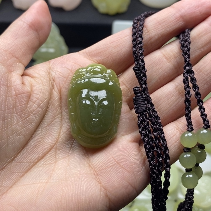 ꧔***聊深晴水佛头吊坠单面