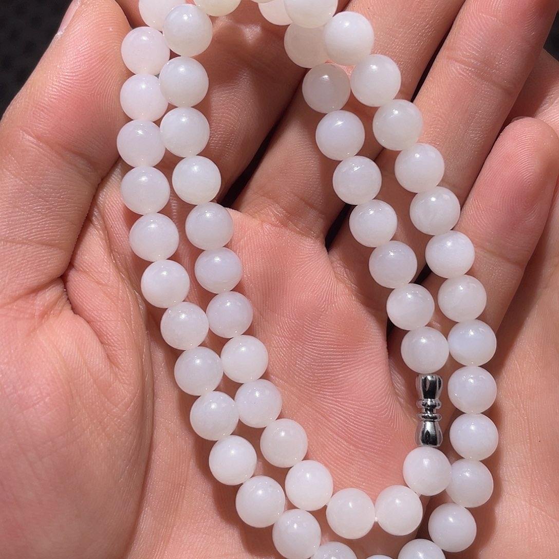 和田玉且末天泰料项链8mm未镶嵌