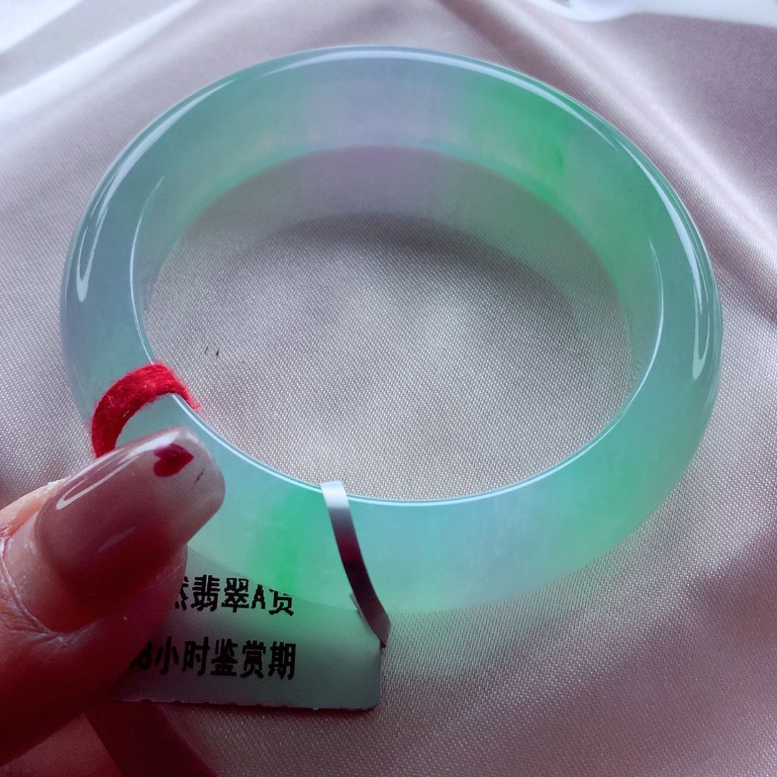 翡翠手镯未镶嵌师妹至纯至净春彩（25号）