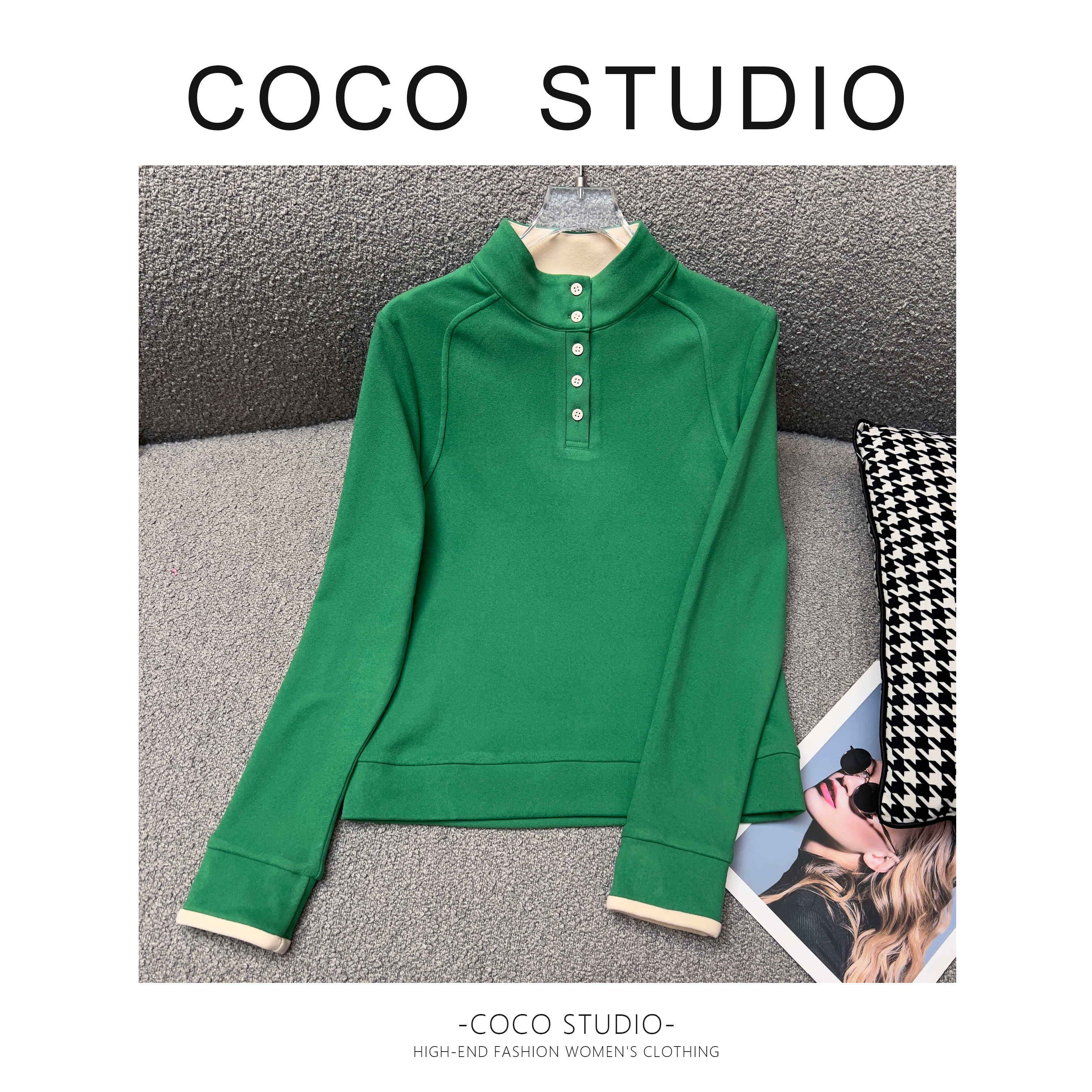 纯色女不褪色修身型立领长袖秋冬打底衫时尚百搭网红DDS186