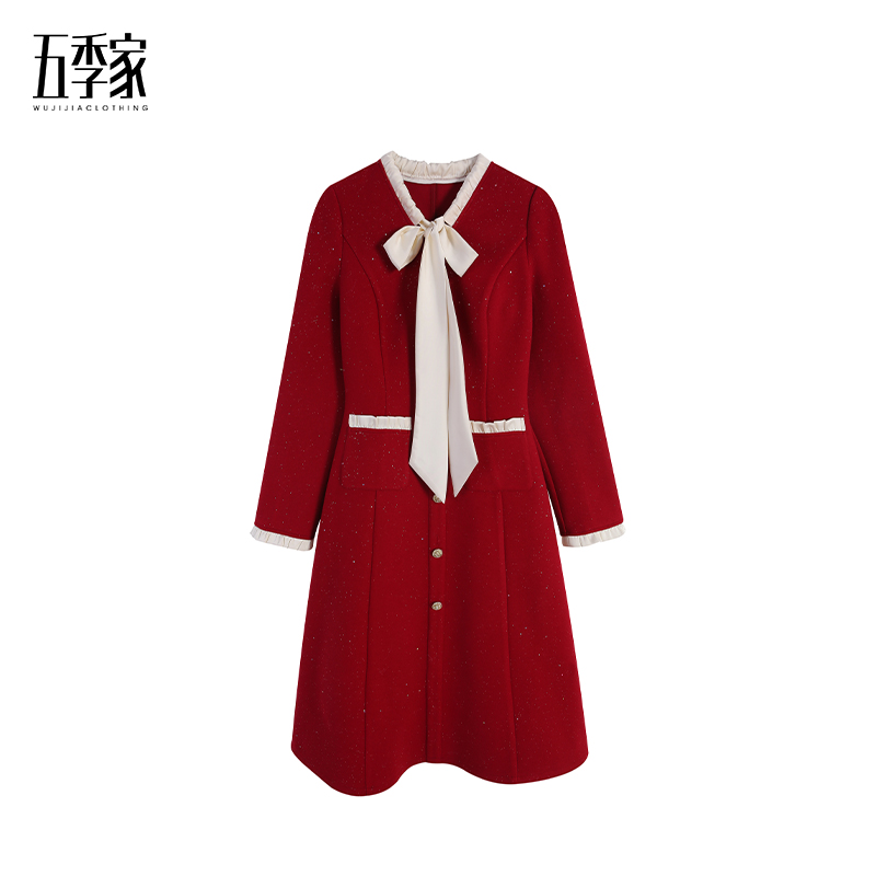 红拼杏连衣裙ZL115277