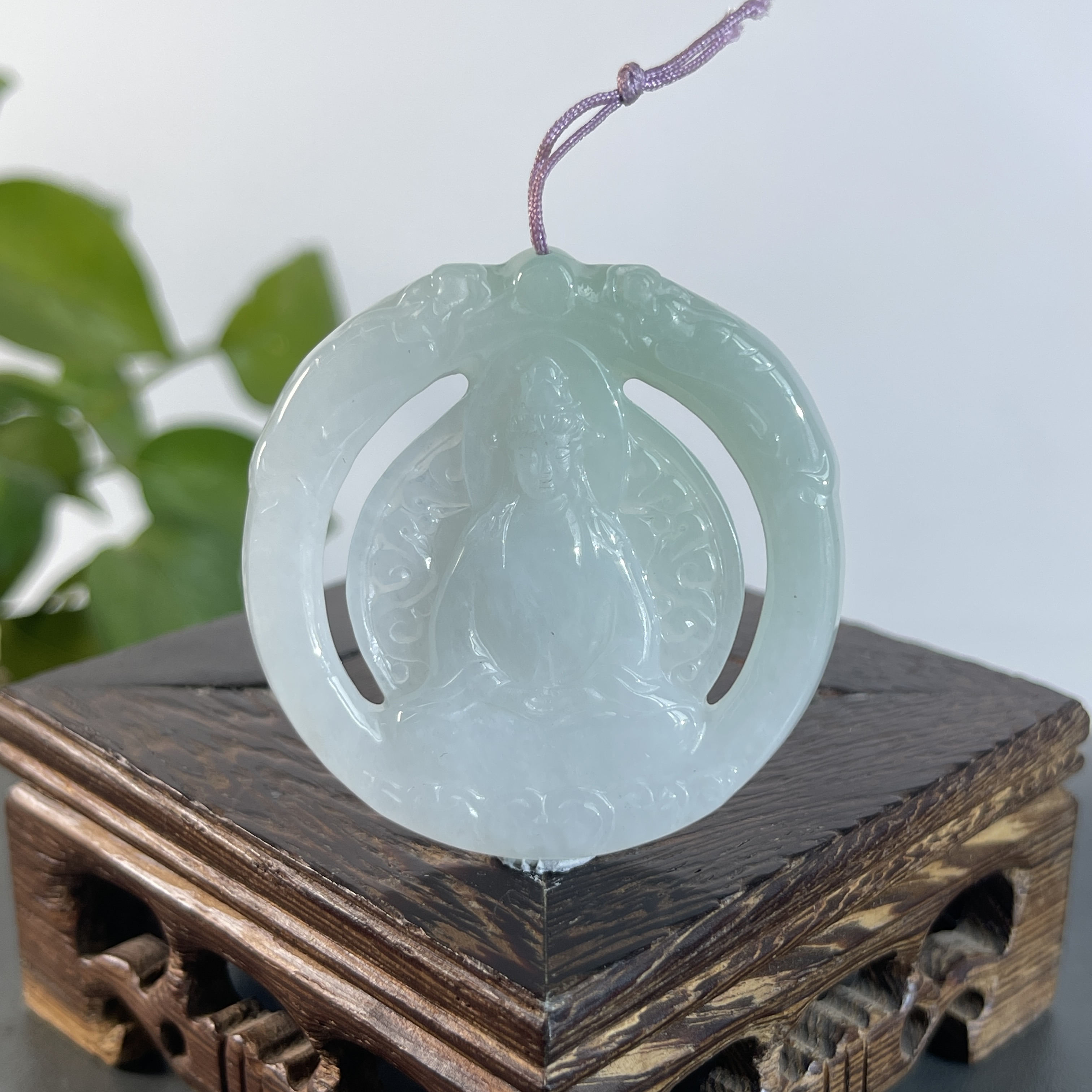 JXB21-115  天然翡翠缅甸A货 素衣观音