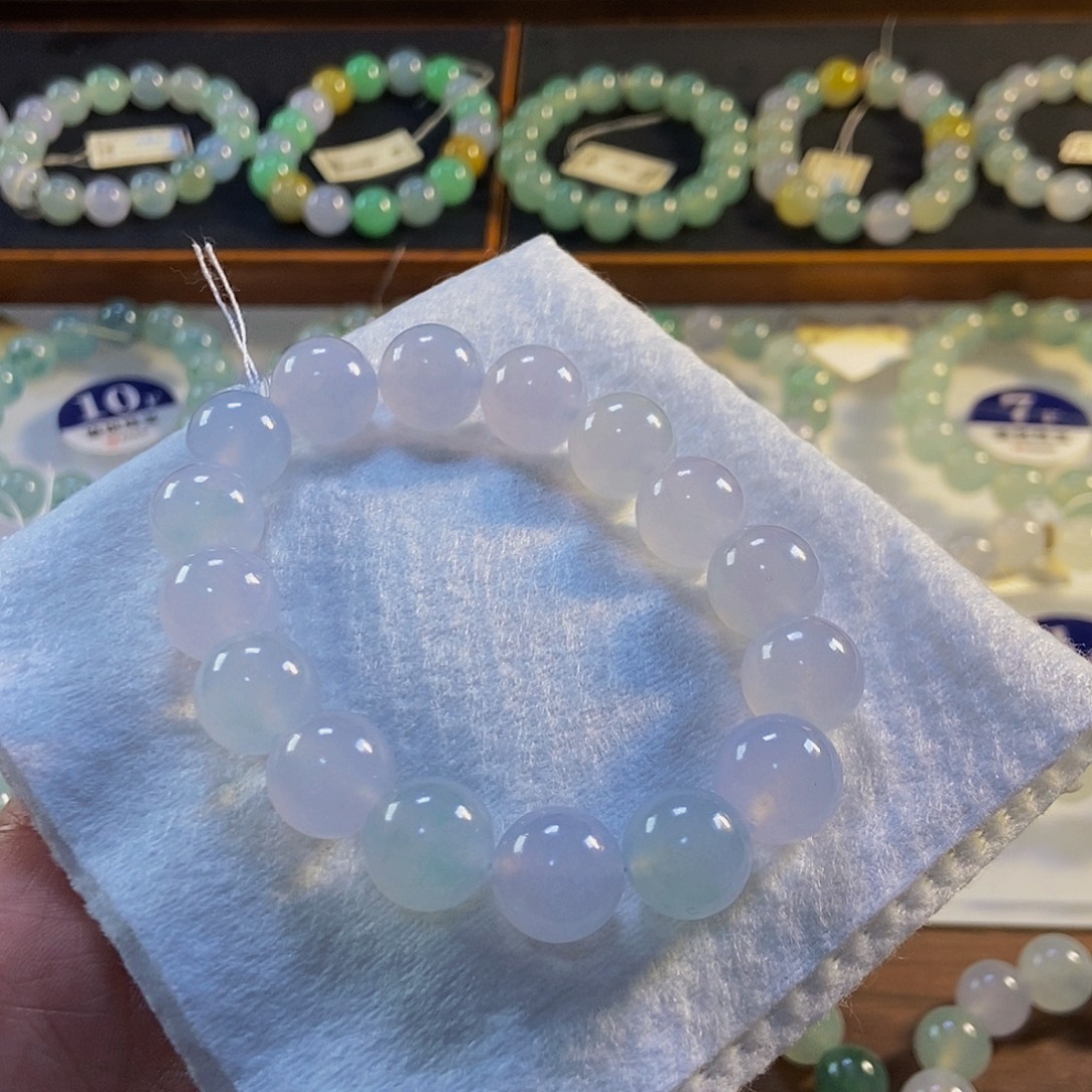 定制翡翠未镶嵌翡翠手串卡12.7